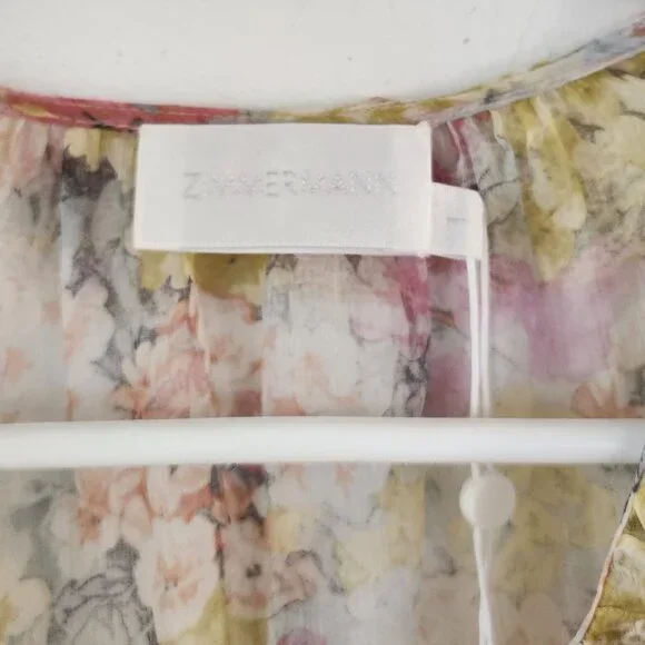 RARE! Zimmermann Valour Scallop Ruffle Blouse Floral Size AU 1 B81 - Picture 10 of 11